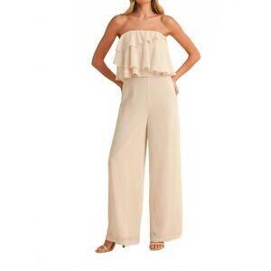 NEW KLESIS chiffon tube jumpsuit in beige
